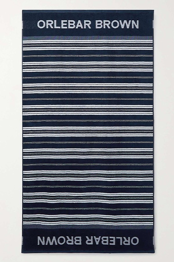 Neville Logo-Jacquard Striped Cotton-Terry Beach Towel from Orlebar Brown