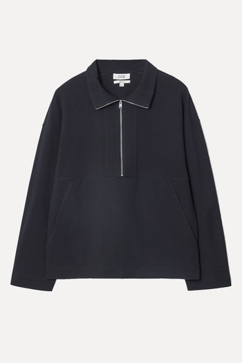 Collared Twill Half-Zip Sweatshirt  from COS