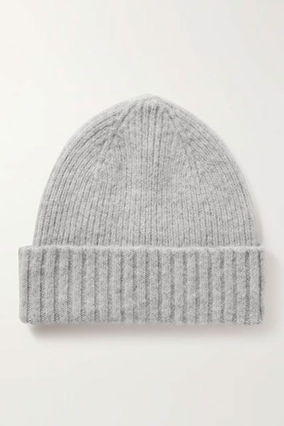 Ribbed Brushed Lambswool Beanie from Mr. P