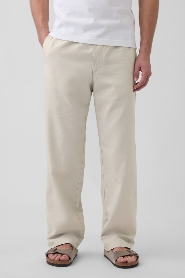 Linen-Cotton Relaxed Tapered Trousers