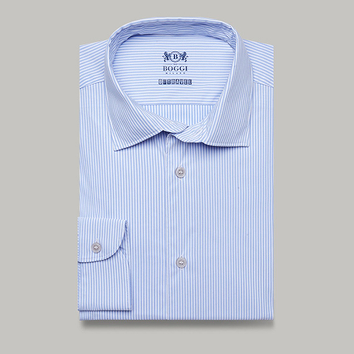 Light Blue Striped Stretch Nylon Shirt