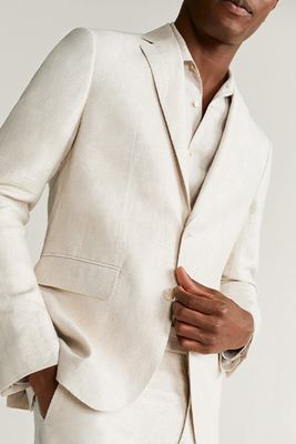 Slim Fit Linen Suit Blazer from Mango
