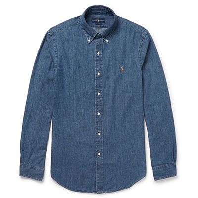 Slim Fit Button Down Collar Washed Denim Shir from Polo Ralph Lauren