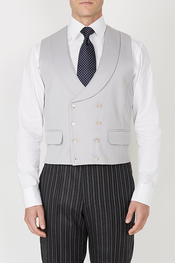 Dukes Dove Grey Double Breasted Waistcoat