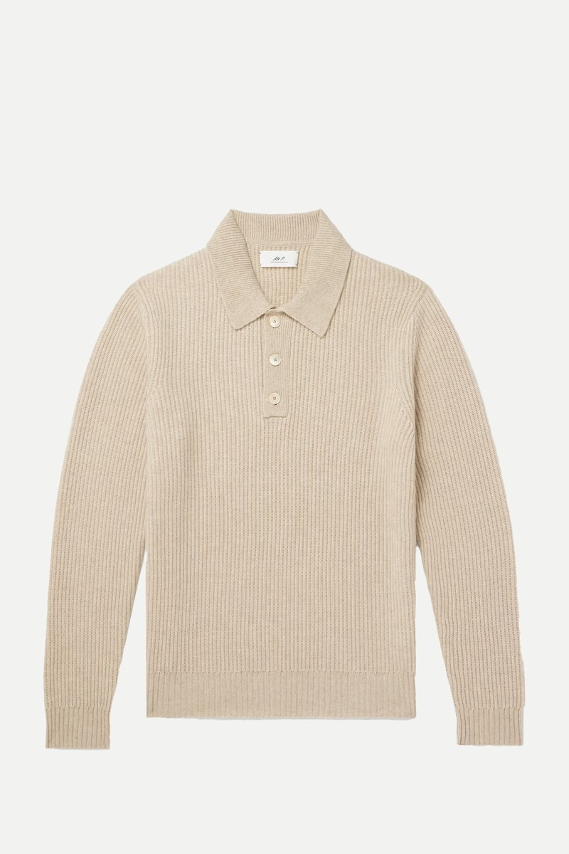 Ribbed Cashmere Polo Shirt from MR P.