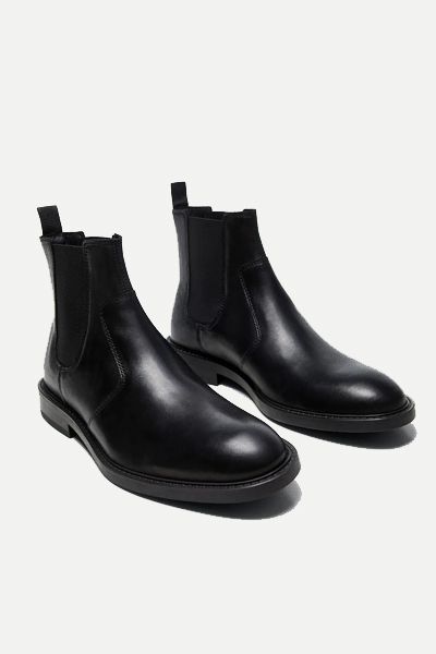 Leather Chelsea Ankle Boots  from Mango 