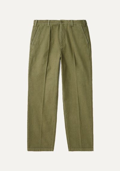 Eurythmics Straight-Leg Pleated Cotton-Twill Trousers 