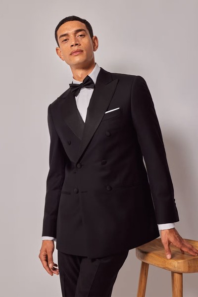 Wool Double Breasted Slim Fit Dinner Suit Jacket