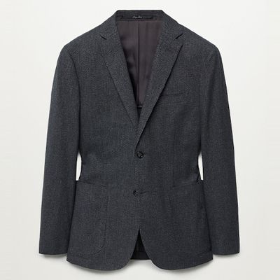 Grey Slim Fit Birdseye Blazer from Mango