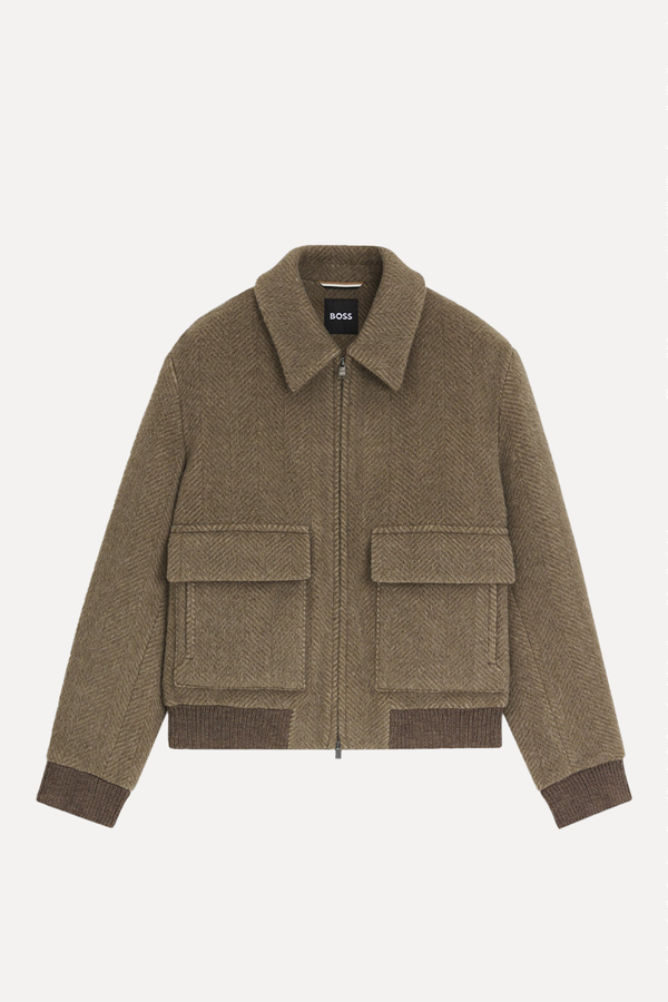 x from Relaxed-Fit Jacket In A Herringbone-Patterned Alpaca Blend, £545 | Boss