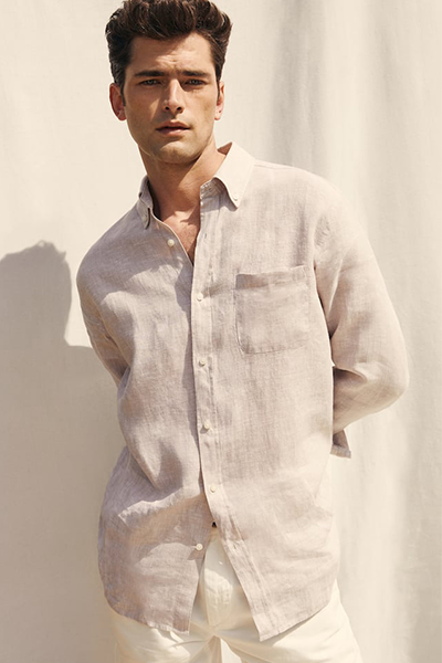 Regular Fit Plain 100% Linen Shirt