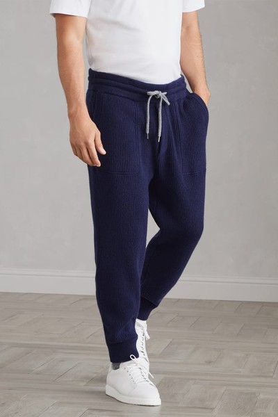 Cashmere English Rib Knit Joggers from Brunello Cucinelli