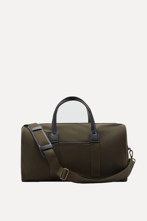 Combined Leather & Cotton Bowling Handbag from Mango