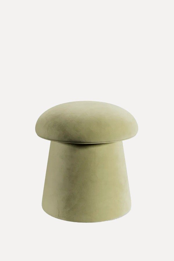 Mushroom Velvet Storage Footstool from Dunelm