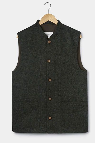 Moss Green Nehru Waistcoat from Sirplus