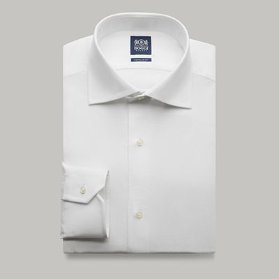 White Regular Fit Cotton Pique Shirt