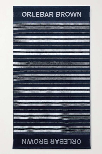 Neville Logo-Jacquard Striped Cotton-Terry Beach Towel from Orlebar Brown