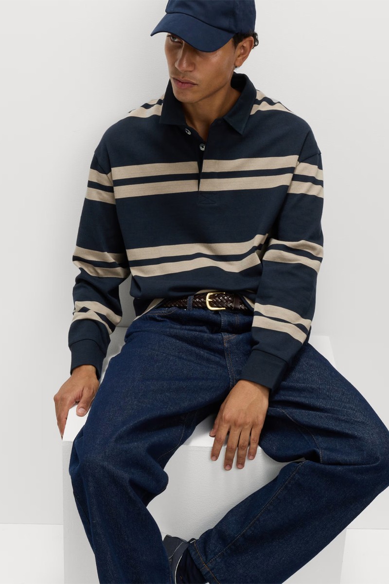 Tram Stripe Modern Rugby Top from Marks & Spencer