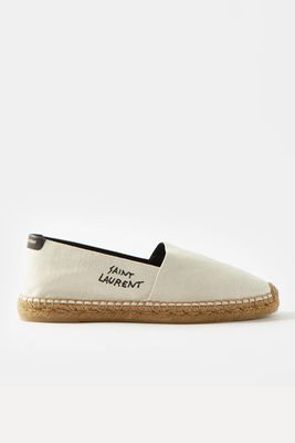 Embroidered-Logo Canvas Espadrilles from Saint Laurent 