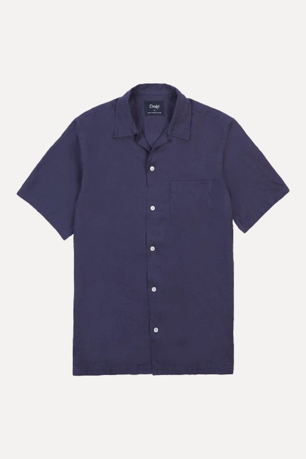 Linen Camp Collar Short Sleeve Shirt from Drake's