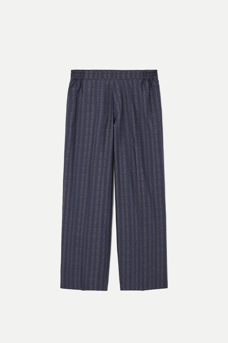 Zigzag Stripe Wide-Leg Trousers