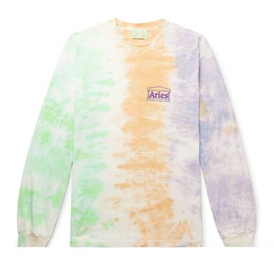 Logo-Print Tie-Dye Cotton-Jersey T-Shirt from Aries