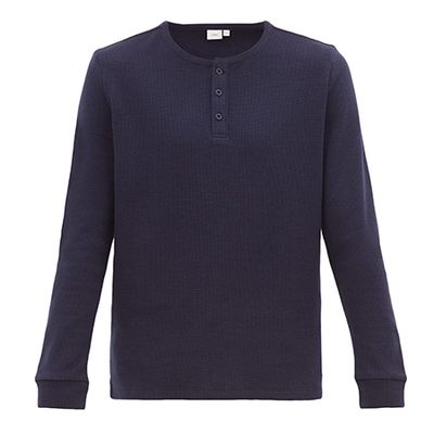 Miles Cotton-Blend Waffle Henley Top from Onia