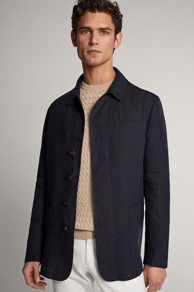 Linen Slim Fit Navy Blazer