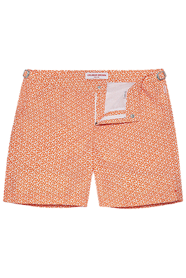 Orange Flash/White Orlando Print Mid-Length Swim Shorts