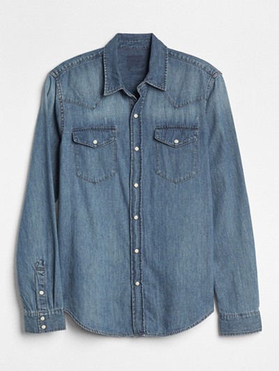 Denim Western Shirt in Slim Fit