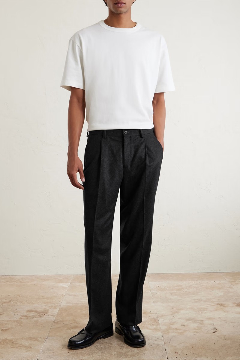 Straight-Leg Pleated Cashmere-Blend Flannel Suit Trousers from MR.P