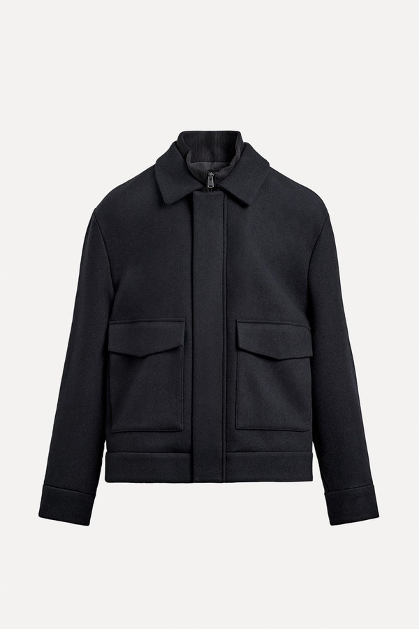 Jacket With Detachable Knitted Collar from Zara