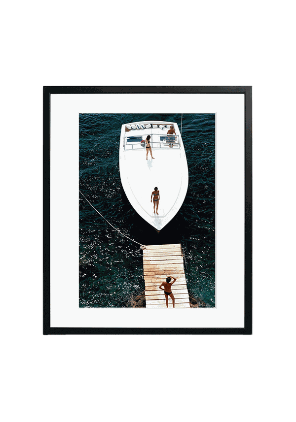 Slim Aarons "Speedboat Landing" Framed Print from Sonic Editions