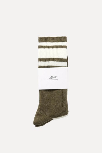 Two-Pack Striped Ribbed Cotton-Blend Socks from MR P. 