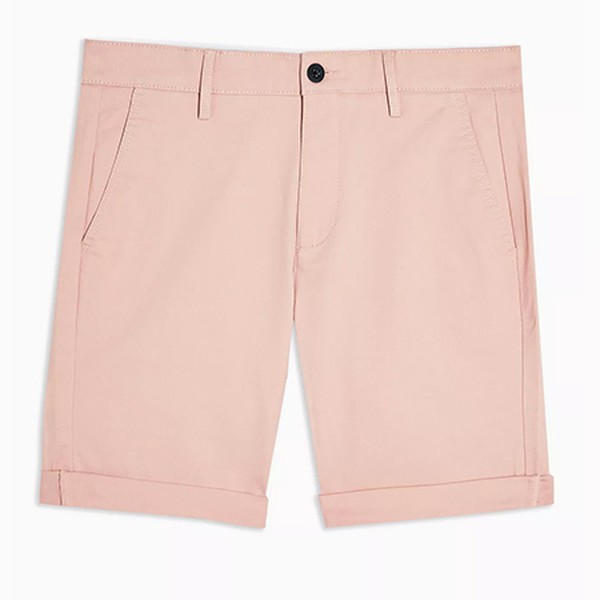 Pink Chino Skinny Shorts