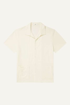 Jersey-Panelled Organic Cotton-Piqué Shirt