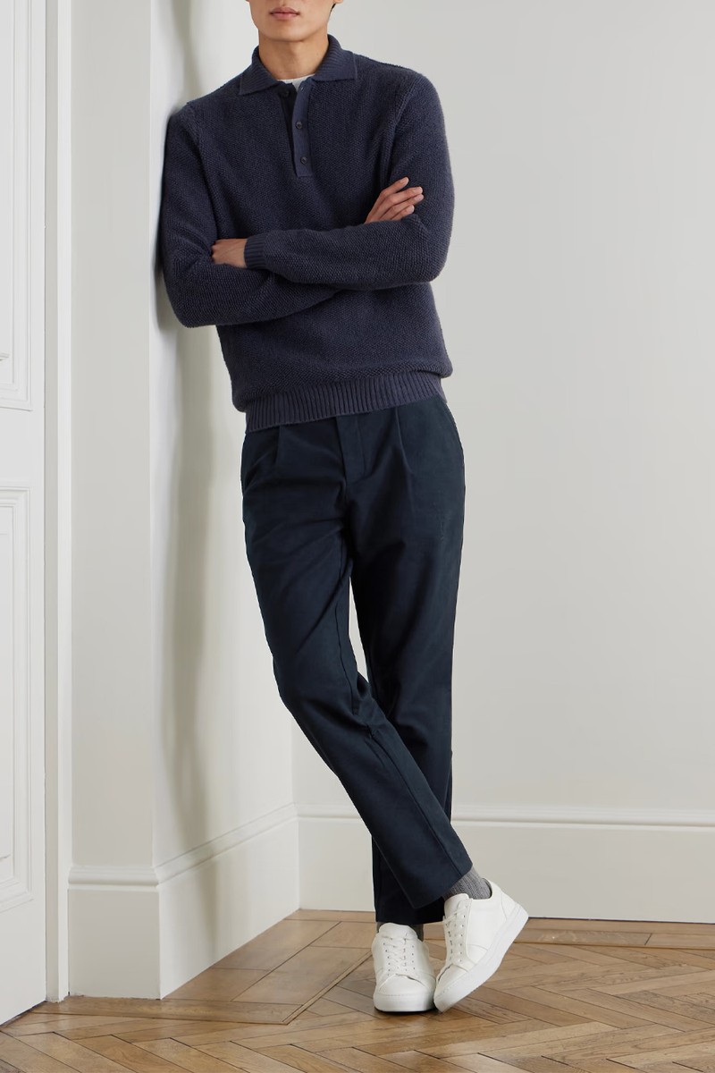 Daniel Tapered Pleated Organic Cotton-Blend Moleskin Trousers from MR P.