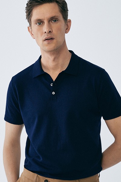 Limited Edition Cotton Linen Polo Sweater from Massimo Dutti