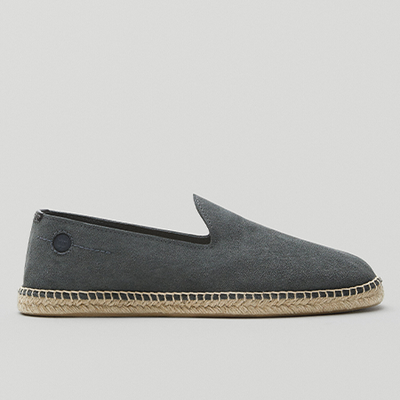 Blue Split Suede Leather Espadrilles from Massimo Dutti