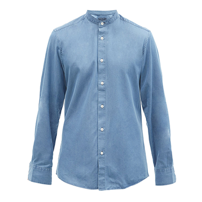 Stand Collar Cotton-Blend Chambray Shirt from Frescobol Carioca