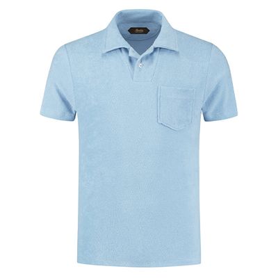 Light Blue Terry Towelling Polo Shirt