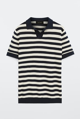 Short Sleeve Striped Cotton Polo Sweater from Massimo Dutti