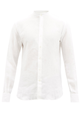 Eton Stand-Collar Linen Shirt from Sébline