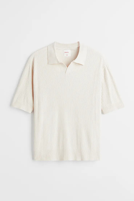 Rib-Knit Polo Shirt