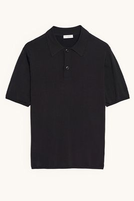 Fine Knit Polo Shirt With Short Sleeves from Sandro