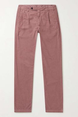 Straight Leg Pleated Cotton-Corduroy Trousers from Massimo Alba