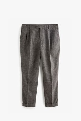 Charcoal Grey Relaxed Textured Suit Trousers