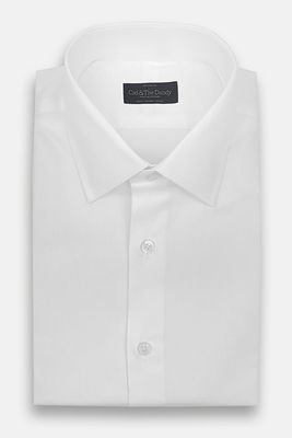 Classic Collar Shirt In White Pinpoint