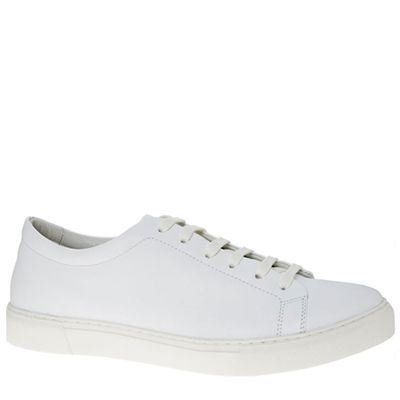 White Leather Lace Up Trainers