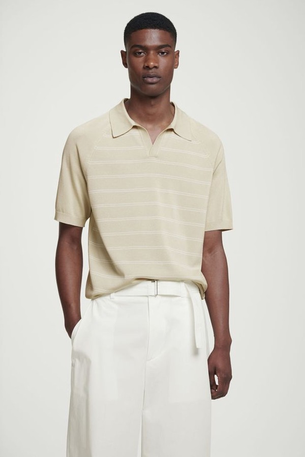 Striped Knitted Polo Shirt